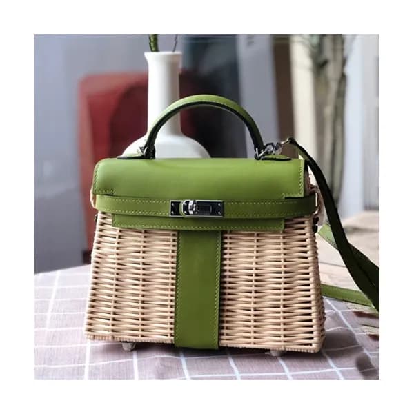 Hermes 2019 Kelly Picnic Rattan Tote Bag ,20cm - 에… - 1