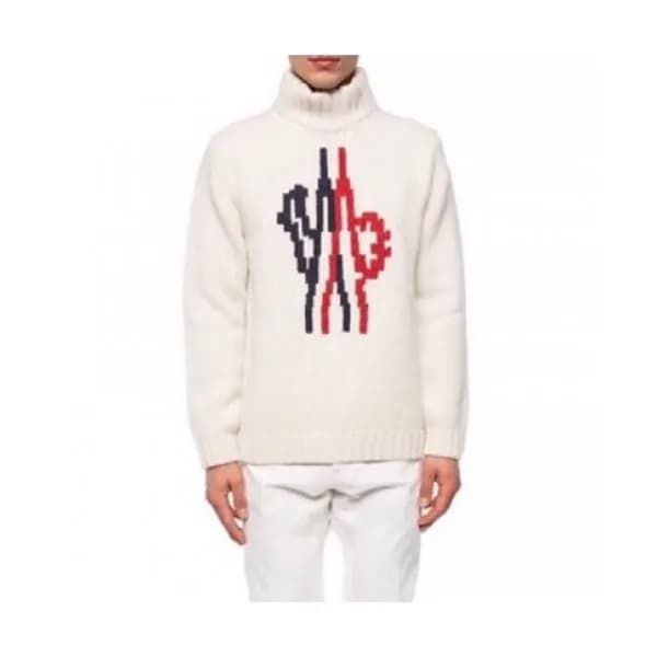 Moncler 2019 Mens Retro Logo Turtle-neck Wool Swea… - 1