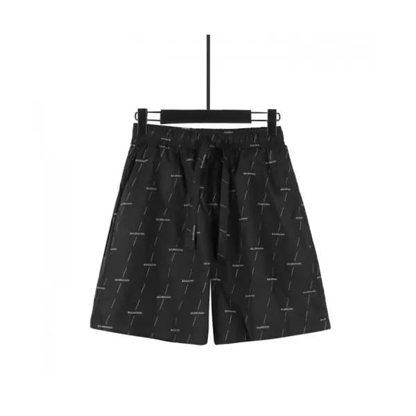 Balenciaga Mens Logo Training Half Pants Black - … - 1