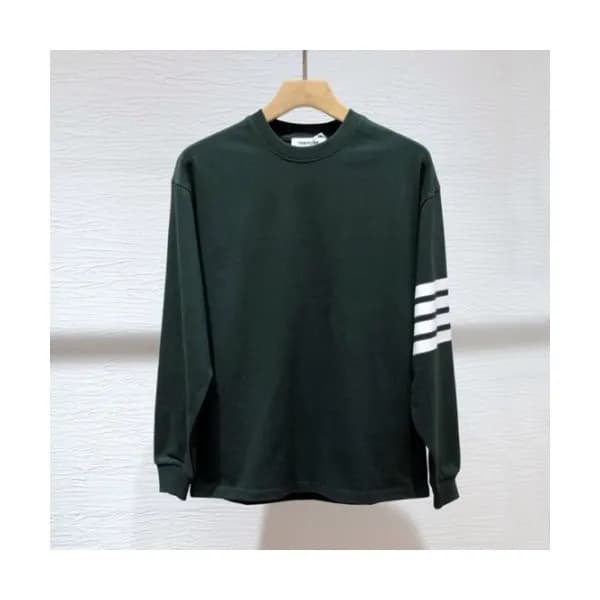 Thom Browne Mens Strap Crew-neck Cotton Tshirts G… - 1