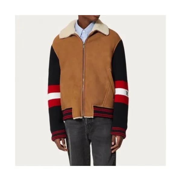 Valentino Mens Leather Jacket Brown - 발렌티노 남성 로고 캐… - 1