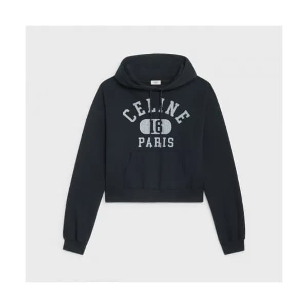 Celine Womens Logo Cotton Hoodie Black - 셀린느 2021… - 1