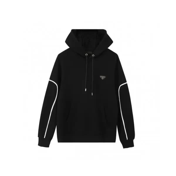Prada Unisex Casual Cotton Hoodie Black - 프라다 남/… - 1