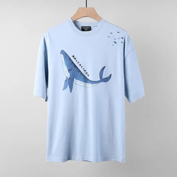 발렌시아가 남/여 크루넥 블루 반팔티 - Unisex Blue Tshirts - bal01… - 1
