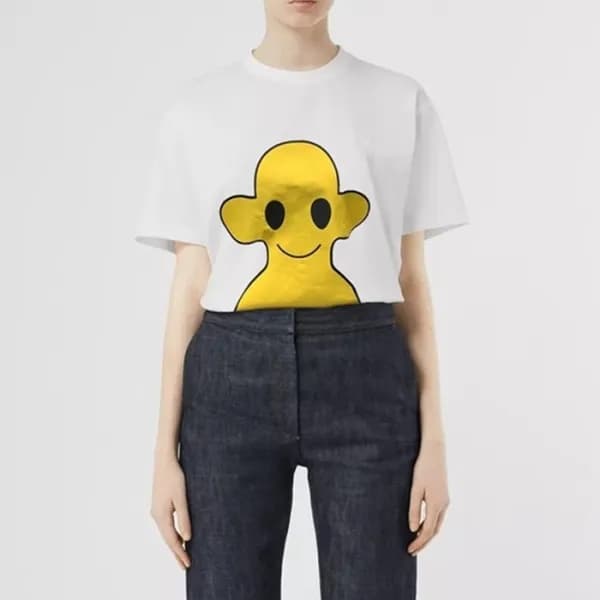 버버리 남/여 크루넥 화이트 반팔티 - Unisex White Tshirts - Bur04… - 1