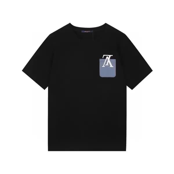 루이비통 남성 크루넥 블랙 반팔티 - Mens Black Tshirts - lou03998… - 1