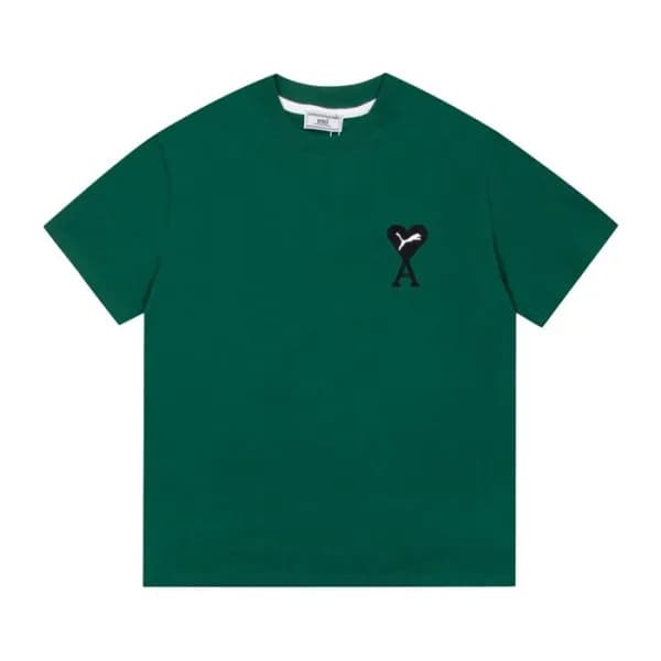 아미 남성 크루넥 그린 반팔티 - Mens Green Tshirts - ami0272x - 1
