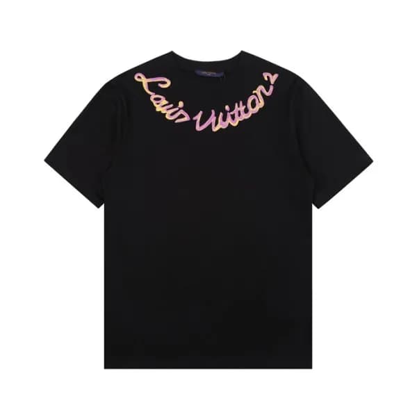 루이비통 남성 크루넥 블랙 반팔티 - Mens Black Tshirts - lou04078… - 1