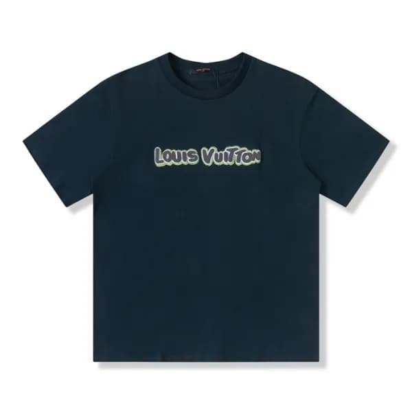 루이비통 남성 네이비 크루넥 반팔티 - Mens Navy Tshirts - lou04322… - 1