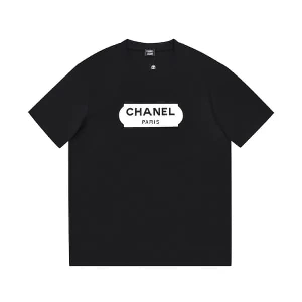 샤넬 남/녀 크루넥 블랙 반팔티 - Unisex Black Tshirts - chl0891… - 1