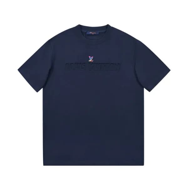 루이비통 남성 네이비 크루넥 반팔티 - Mens Navy Tshirts - lou04330… - 1