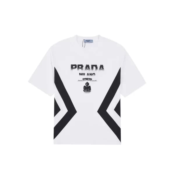 프라다 남성 크루넥 화이트 반팔티 - Mens White Tshirts - Pra02706… - 1