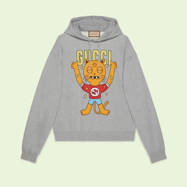 구찌 남/여 트렌디 그레이 후드티 - Unisex Gray Hoodie - guc05015… - 1