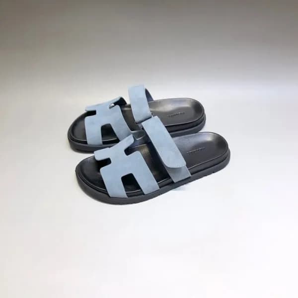 에르메스 남/녀 트렌디 블루 슬리퍼 - Unisex Blue Slippers - her08… - 1