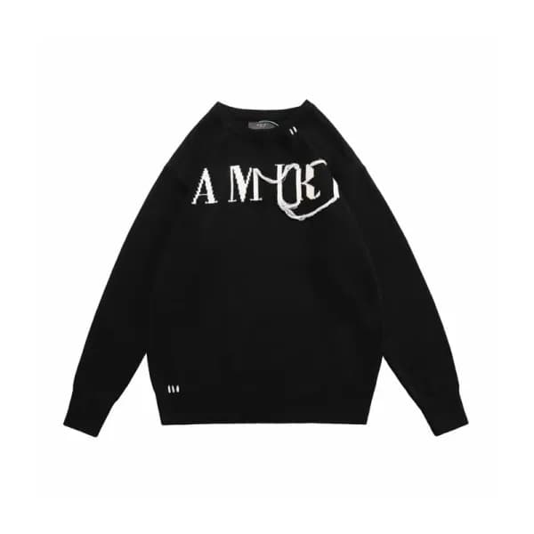 아미리 남성 블랙 크루넥 니트 - Amiri Mens Black Knitwear - amr… - 1