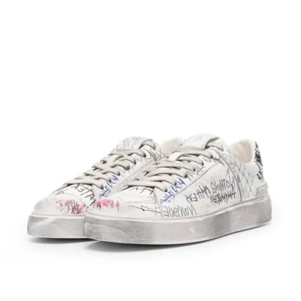 발망 남성 트렌디 화이트 스니커즈 - Balmain Mens White Sneakers -… - 1