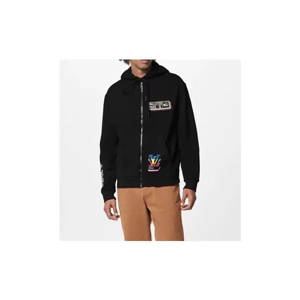 루이비통 남성 블랙 후드티 - Louis vuitton Mens Black Hoodie -… - 1