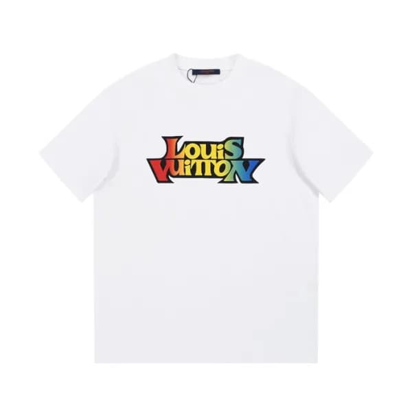 루이비통 남성 화이트 크루넥 반팔티 - Louis vuitton Mens White Sho… - 1