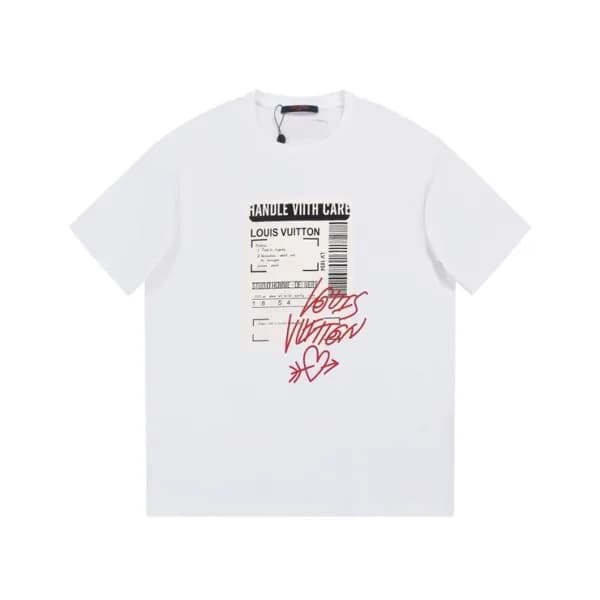 루이비통 남성 크루넥 화이트 반팔티 - Louis vuitton Mens White Sho… - 1