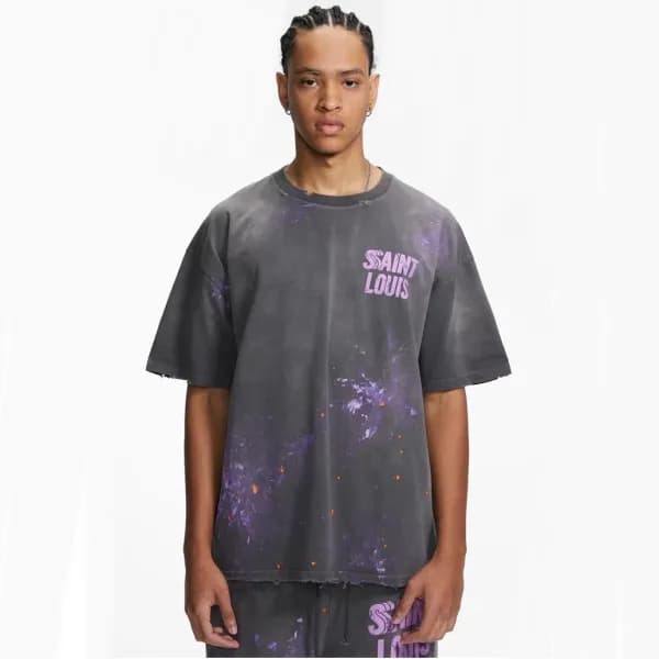 루이비통 남성 크루넥 그레이 반팔티 - Louis vuitton Mens Gray Shor… - 1