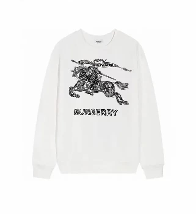 버버리 남성 크루넥 화이트 맨투맨 - Burberry Mens White Tshirts -… - 1