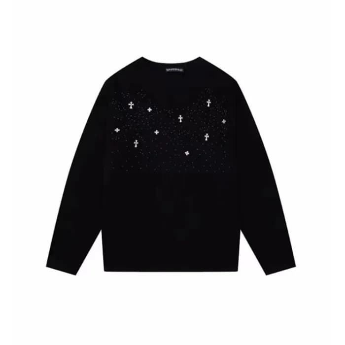 크롬하츠 남성 블랙 맨투맨 - Chrome Hearts Mens Black Tshirts … - 1