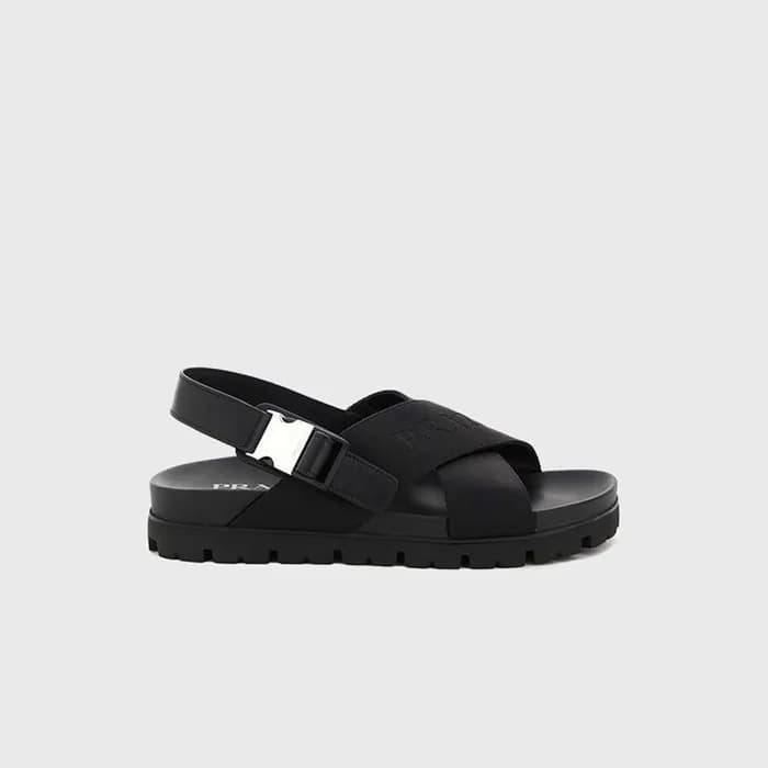 프라다 남성 크로스 버클 스트랩 샌들 【매장-130만원대】 - Prada Mens Blac… - 1
