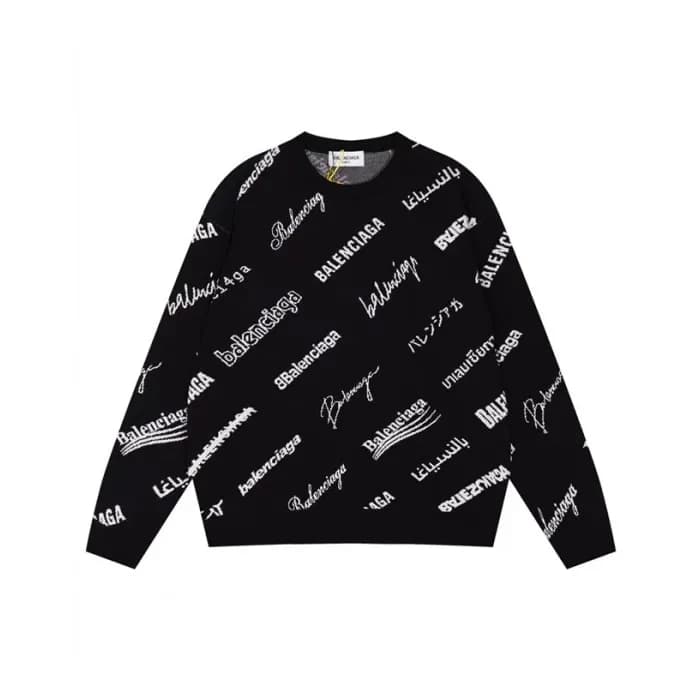 발렌시아가 남성 블랙 크루넥 니트 - Balenciaga Mens Black Knits -… - 1
