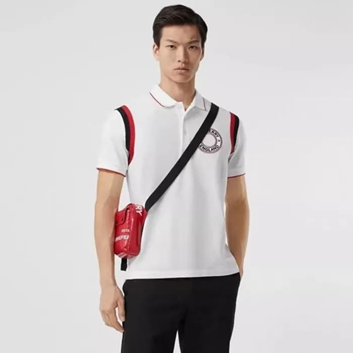 버버리 남성 화이트 폴로 반팔 티셔츠 - Burberry Mens White Tshirts… - 1