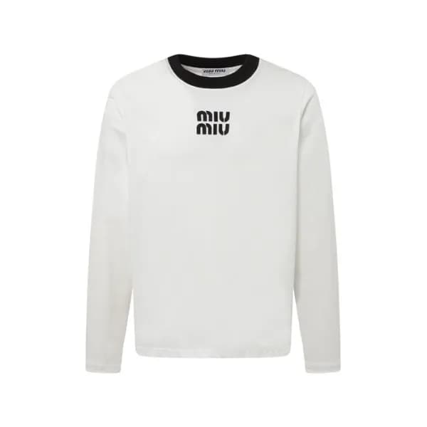 미우미우 남/녀 라운드 긴팔티 - Miumiu Unisex Round Tshirt - mi… - 1