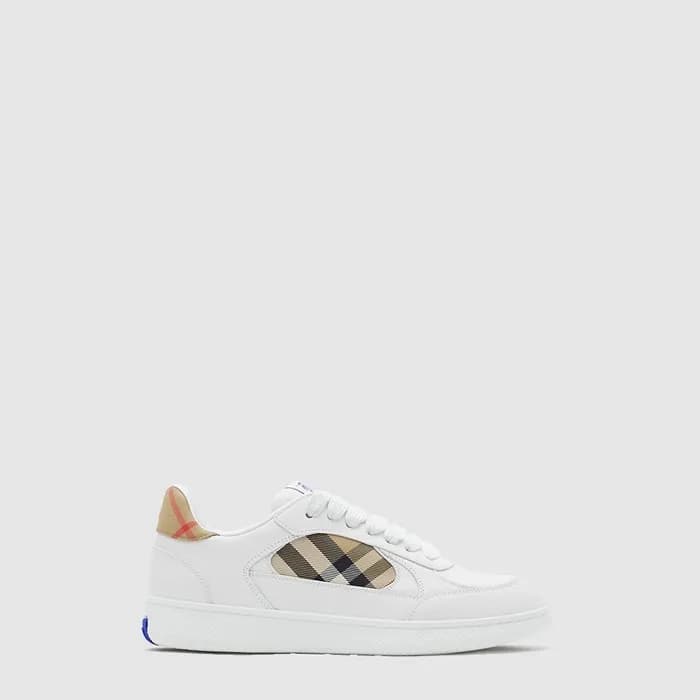 버버리 남성 레더 체크 테라스 스니커즈 - Burberry Mens Leather Chec… - 1