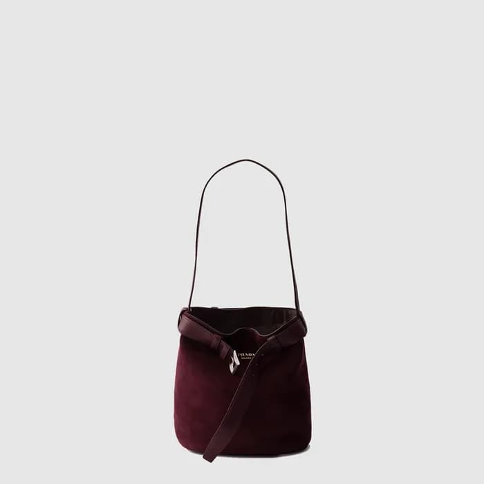 프라다 여성 버클 벨트 스웨이드 버킷 백 1BE085 - Prada Womens Buckl… - 1