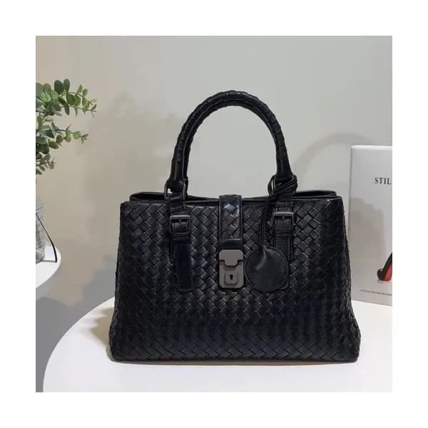 Bottega Veneta Leather Black Roma Medium Tote Shou… - 1