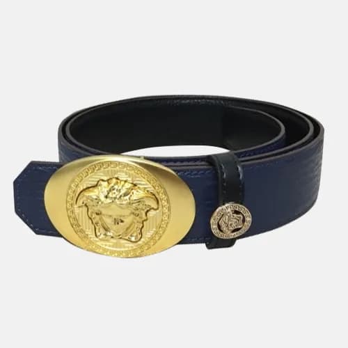 Verasace 2019 Mens Medusa Steel Buckle Leather Be… - 1