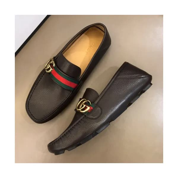 Gucci 2019 Mens Metal GG Logo Strap Leather Drive … - 1