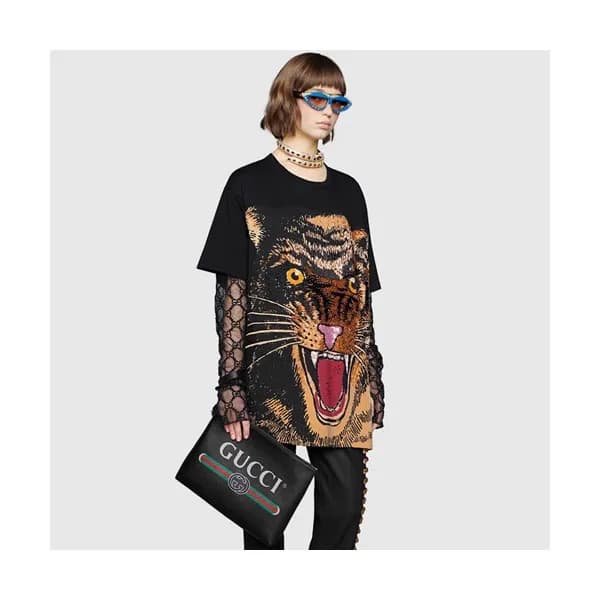 Gucci 2019 Print Leather Clutch Bag ,31CM - 구찌 201… - 1