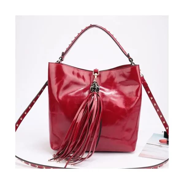 Valentino 2019 Leather Tassel Tote Shoudler Cross… - 1