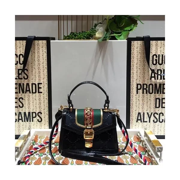 Gucci 2019 Sylvie VelVet Mini Tote Shoulder Bag,20… - 1