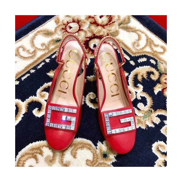 Gucci 2019 Ladies Leather Middle-heel Slingback - … - 1
