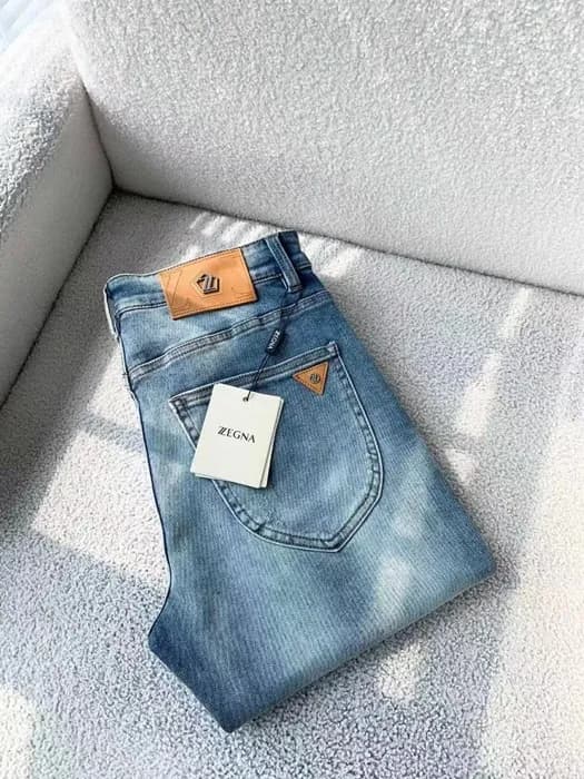 Ermenegildo Zegna 2023 Mens Casual Logo Denim Jean… - 1