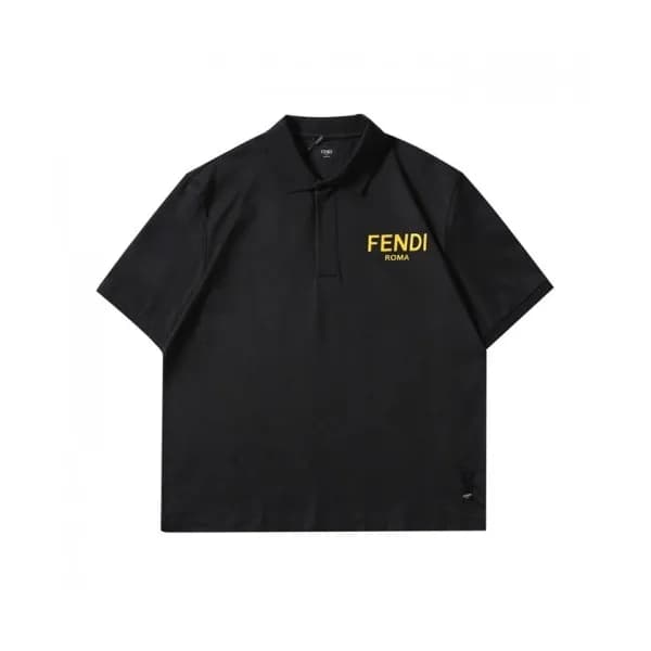 Fendi Mens Logo Casual Short Sleeved Tshirts Blac… - 1