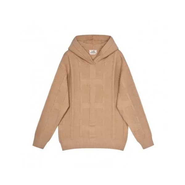 Hermes Mens Logo Casual Cotton Hoodie Camel - 에르메스… - 1