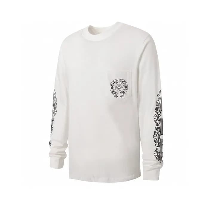 크롬하츠 남성 화이트 긴팔티 - Chrome Hearts Mens Wihte Tshirts… - 1