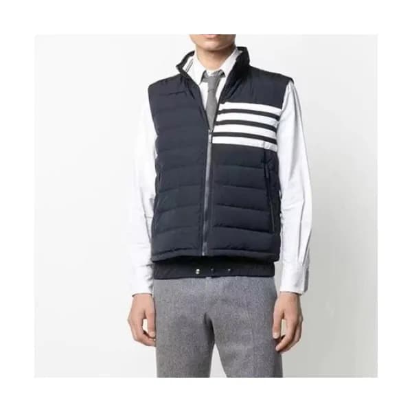 Thom Browne Mens Patch Logo Down Pedding Vest Navy… - 1