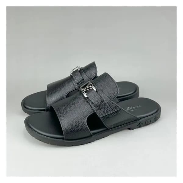 루이비통 남성 이니셜 블랙 슬리퍼 - Mens Black Slippers - lou0427… - 1