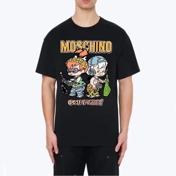 모스키노 남성 크루넥 블랙 반팔티 -Mens Black Tshirts - mos0223x - 1