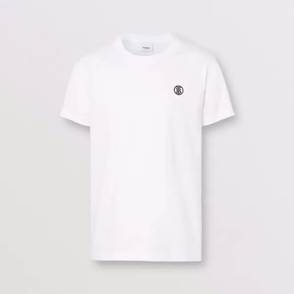 버버리 남성 화이트 크루넥 반팔티 - Mens White Tshirts - Bur04391… - 1