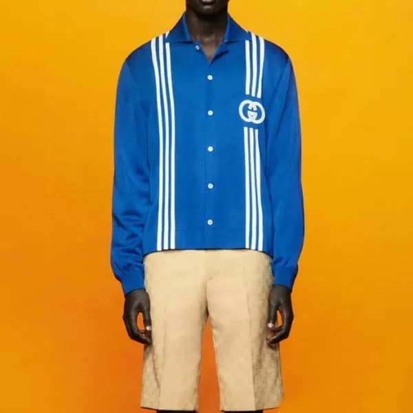 구찌 남/녀 콜라보 블루 가디건 - Unisex Blue Cardigan - guc0504… - 1