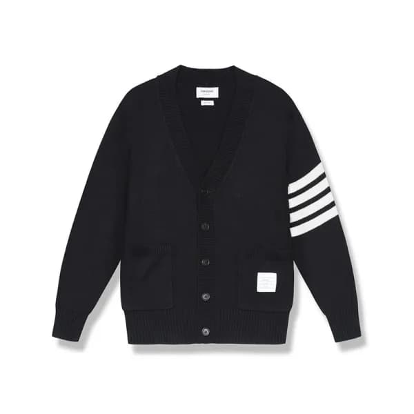 톰브라운 남성 브이넥 블랙 가디건 - Mens Black Cardigan - thom061… - 1