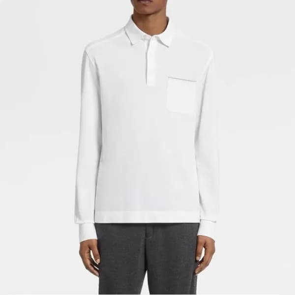 제냐 남성 화이트 폴로 맨투맨 - Zegna Mens White Tshirts - zeg0… - 1